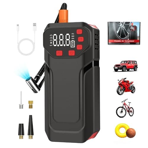 Tire Inflator Portable Air Compressor,5200mAh Cordless Car Air Pump with Digital Pressure Gauge, 150PSI Electric Tire Pump with Auto-Shutoff & LED Light Smart Inflation (Black) - Image 1