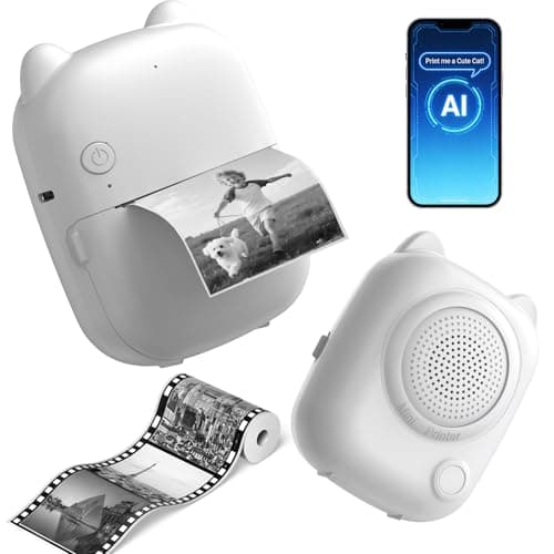 RayCue Printy AI Mini Voice-Control Printer, Kid-Safe AI Sticker Printer with Privacy Protection, Inkless Thermal Photo Printer, Bluetooth Pocket Printer for iOS & Android, 1 Rolls Adhesive Stickers - Image 1