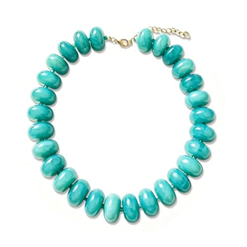 CSIYANJRY99 Green Chunky Beaded Necklace for Women, Large Colorful Resin Beads Statement Necklace, Boho Summer Beach Vacation Jewelry Gifts - Image 1