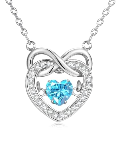CERGISE Aquamarine Necklace March Birthstone for Women Everyday Wear (Silver, 3) - Image 1