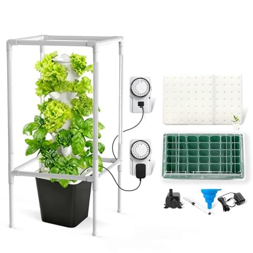 JESLED Hydroponic Tower with 5000K Full-Spectrum Grow Lights, 30 Pods Vertical 6 Tiers Hydroponic Tower, Hydroponics Growing System for Indoor Herbs, Fruits and Vegetables, High 37" - Image 1