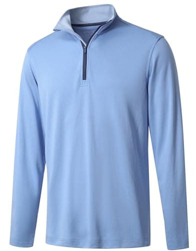 MICHEL ROUEN 1/4 Zip Pullover Mens Lightweight Mock Neck Mens Quarter Zip Long Sleeve Sport Casual Golf Sweatshirt - Image 1