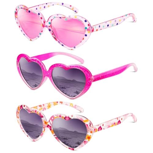 QALLY Kids Sunglasses Polarized Heart-Sunglasses: Toddler girls Sun Glasses with UV400 Protection for Youth Child Age 3-12 - Image 1