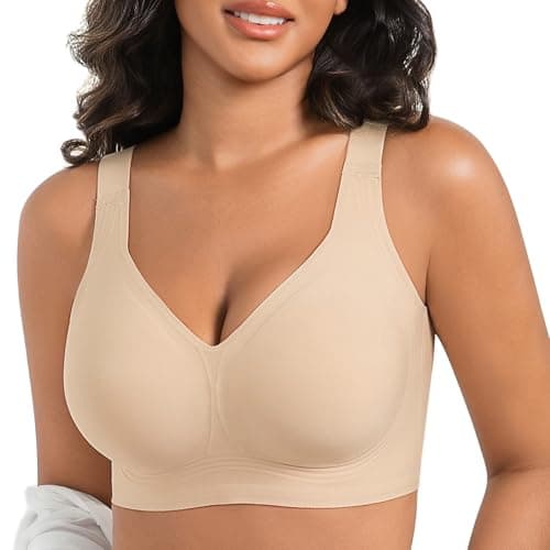 Ezrnoxc Wireless Bras for Women No Underwire Support Push-Up Full Coverage Seamless Plus Size Everyday Comfort Bra Nude - Image 1