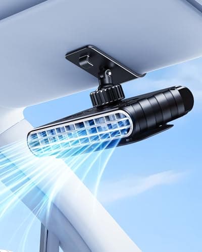 DICMKY Car Clip on Fan for Sun Visor, 3000Mah Rechargeable Battery Powered Usb Fans That Blow Cold Air, Portable Car Cooling Fan for Cars without Ac, for Vehicle, Van, Suv, Rv, Truck, Black - Image 1