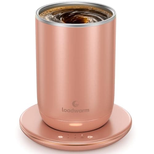 Self Heated Stirring Coffee Mug, 10oz Auto Mixing Cup with Warmer, Rose - Image 1
