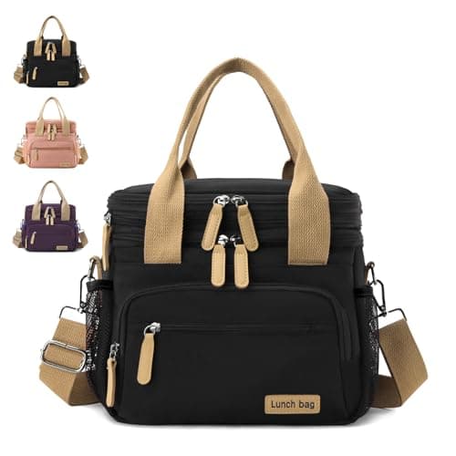 YAKUNCL Expandable Lunch Bag for Adults, 16L Insulated Double Layer Lunch Box, Leak-Proof Cooler Lunch Bag with Multi Pockets, Waterproof Reusable Lunch Tote for Work Office Picnic Travel (Black) - Image 1
