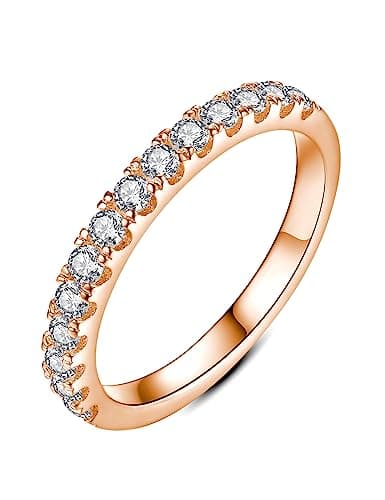 IMOLOVE Moissanite Wedding Band Wedding Rings for Women 925 Sterling Silver Rings with 18K White Gold Plated Eternity Stackable Engagement Ring Anniversary Band Size 6.5-R - Image 1