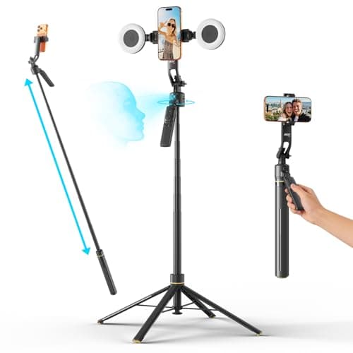 Acer Gadget Auto Face Tracking Tripod for iPhone – Gesture Control Detachable Mini Ring Light 64" 360 Degree AI Tracking Phone Tripod for Vlogging YouTube TikTok Video Recording - Image 1