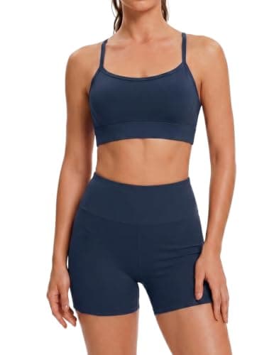 Two Piece Workout Sets For Women Tank Top Matching High Waist Shorts Set - Image 1