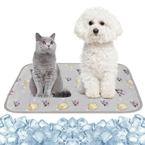 NACOCO Summer Pet Cooling Mat - Cat Dog Cushion Pad Sleeping Cool Comfortable Soft for Pets Kids and Adults (Grey French Bulldog, M) - Image 1
