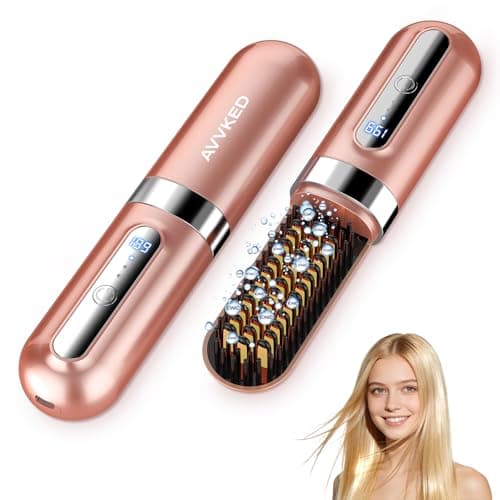 Go Brush Pro Hair Straightener Brush Upgraded Cordless Ionic Anti-Frizz Styling Brush Pro 3 Temp Settings Type-C Charging Portable Mini Straightener for All Hair Types - Image 1