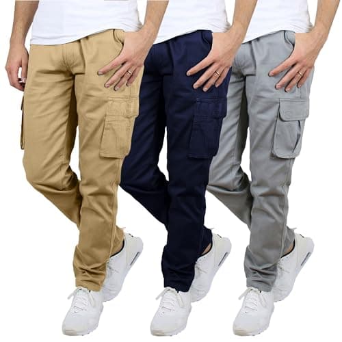 Blu Rock Cargo Pants for Men 3-Pack Flex Stretch Utility Trousers Durable Work Outdoor Wear Mens Cargo Pants 31 Inch Inseam - Image 1