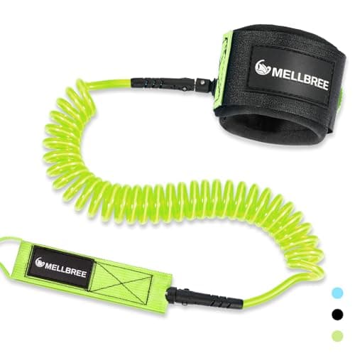 Mellbree Surfboard Leash, Premium SUP Leash Double-Side Rotatable Wirst Strap Leg Rope Flexible for Paddleboard Longboard Shortboard Stand-up Boogie Paddle Boards (Green Yellow, 10ft 7mm) - Image 1