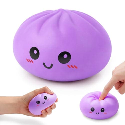 Zrpot Dumpling Squishy, Slow Rising Squishies, Cute Squishy Dumpling Stress Relief Squeeze Sensory Toy with Steamer for Adults Anxiety Relief, Novelty Squeeze Gift for Office Desk (Purple) - Image 1