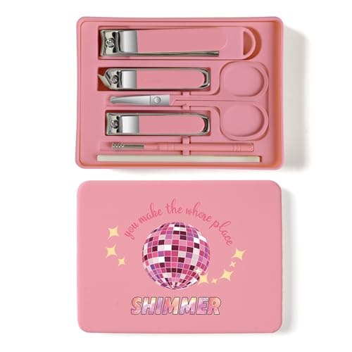 TTJHGYQO 6-Piece Nail Clipper Set with Nail File, Tweezers and ingrown toenail Removal kit Travel Nail kit for Men and Women (Shimmer Pink) - Image 1