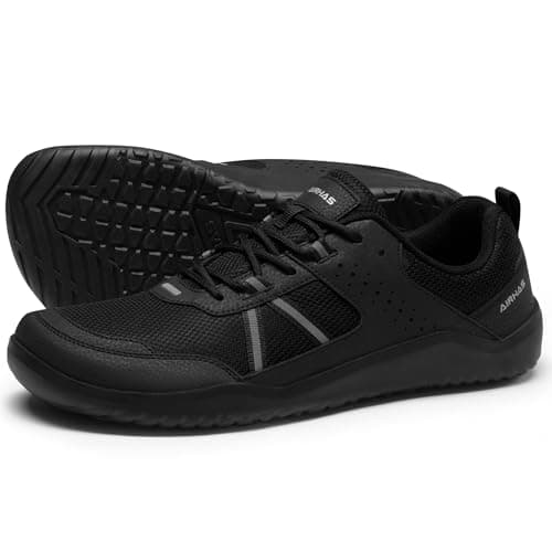 AIRHAS Men's Anatomical Toe Box Barefoot Shoes Zero Drop Breathable Gym Shoes for Men Minimalist Casual Shoes(Black, 14.0W) - Image 1