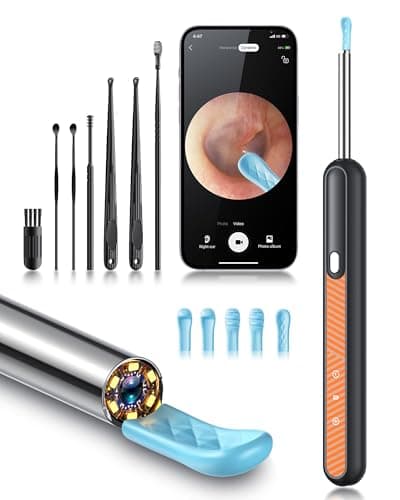 Loyker Ear Wax Removal Tool Camera, Ear Cleaner with 1080P Camera, Earwax Removal Cleaning Kit with 6 Ear Pick, Otoscope for iPhone, iPad, Android Phones, Orange - Image 1