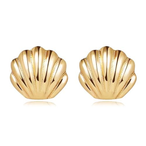 SmileBelle Gold Shell Earrings, Gold Seashell Earrings for Women Elegant Ocean Accessories as Beach Jewelry, Shell Jewelry Summer Accessories Seashell Stud Earring as Vacation Gifts for Her - Image 1