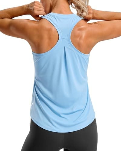G Gradual Women's Workout Tank Tops Racerback Athletic Yoga Tops Loose Fit Sleeveless Running Gym Sports Shirts for Women(Haze Blue,XL) - Image 1