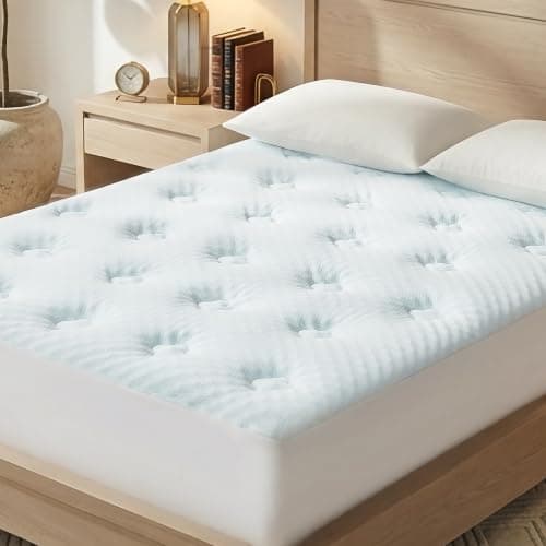 Hansleep Memory Foam Mattress Pad Topper Queen, Queen Foam Mattress Topper Viscose Derived from Bamboo, Queen Size Bed Mattress Pad Cover for Back Pain Relief, 60" x80", White - Image 1