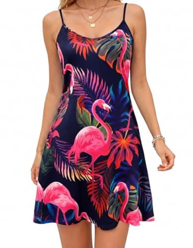 Women’s Casual Dress, Spaghetti Strap Sleeveless Dress with Relaxed Fit (US, Alpha, Small, Regular, Regular, Red) - Image 1