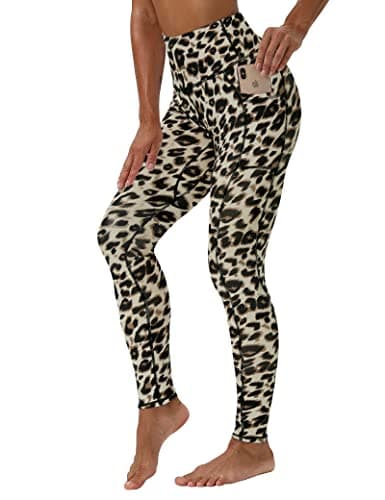 KUTAPU Naked Feeling Soft Women's High Waisted Leggings Yoga Pants Workout Leggings-25 Inches with Pockets Brown Leopard S - Image 1