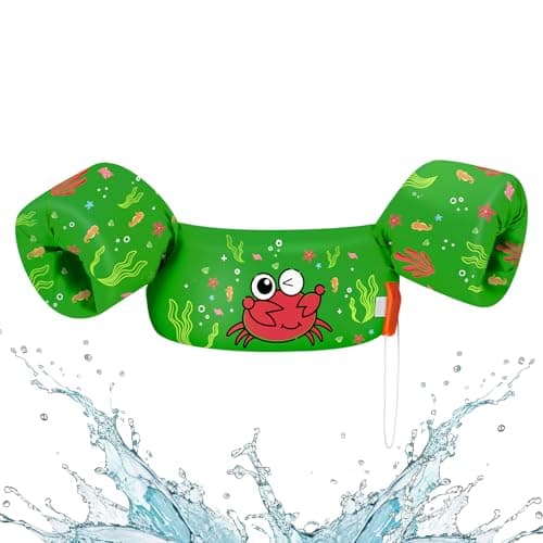 Heysplash Swim Vest for Kids, Toddler Pool Floaties Fit 20-50 Lbs, Swimming Vest with Adjustable Strap, Swim Jacket Water Wings Arm Float, Puddle Sea Beach Boat Jumper Boy Girl Age 2 3 4 5 6, Green - Image 1