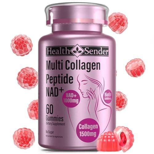 Collagen Gummies-Collagen for Women Men with 1500 mg Collagen Peptides Type I,II,III,V,X, 1000mg NAD, 15000 mcg Biotin, Daily Collagen Supplement Protein Gummies for Hair Skin Nails, Sugar Free - Image 1