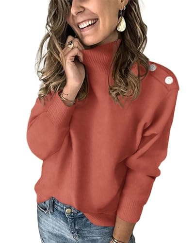 KIRUNDO Fall Sweaters for Women 2026 Striped Turtleneck Ribbed Knit Sweater Trendy Pullover Jumper Winter Fashion Clothing(B-Rust Red, X-Large) - Image 1