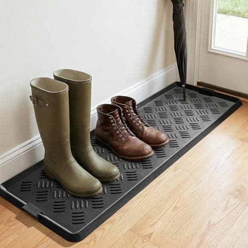 tchdio Extra Large Boot Tray Rubber Boot Tray, Non Slip Shoe Tray for Entryway, Multipurpose Boot Mat Tray, Durable Entryway Mud Mat Tray for Front Door Mat, 16x47.5 Inches - Image 1