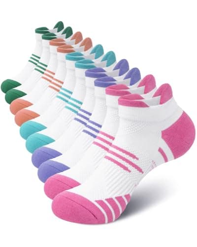 Justay 5 Pairs Ankle Socks for Women, Cotton Cushioned Low Cut Athletic Running Socks Womens Gifts - Image 1