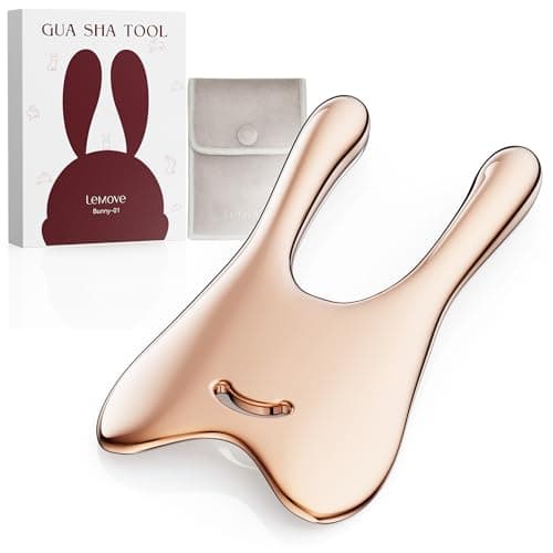 Lemove Stainless Steel Gua Sha Facial Tool - Massage Tool for for Face, Jawline Shaper, Reducing Double Chin, Whole Body Gua Sha Tool, Lymphatic Drainage Massager, Facial Skin Care - Gold - Image 1