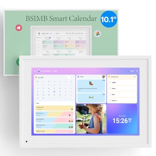 BSIMB 10.1 Inch Digital Calendar - Chore Chart, Meal Planner, Rewards System, Photo Display, Smart Electronic Calendar Touchscreen Interactive Display for Family Schedules Seamless Scheduling White - Image 1