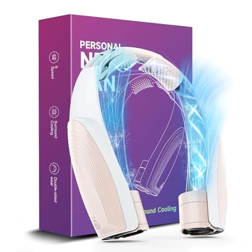 Portable Neck Fan with 6 Powerful Speeds,8000mAh Battery Operated USB-C Rechargeable Fan, 20H Runtime, Hands-Free 360° Cooling Wearable Neck Fan, Personal Fan for Women Men Travel Concerts (Champagne) - Image 1