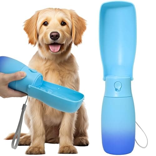 VEPOUYU Dog Water Bottle, Travel Puppy Water Bowl, Leak Proof Portable Puppy Water Dispenser, Foldable Dog Water Bottle for for Pets Outdoor Walking, Hiking, Travel, Food Grade Plastic - 19oz Blue - Image 1