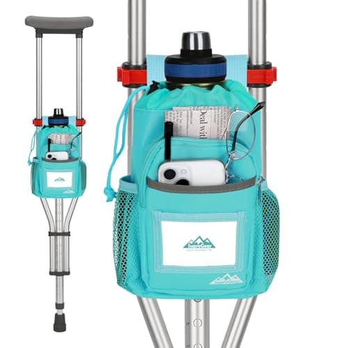supregear Crutch Accessories Bag, Water-Resistant Premium Storage Pouch with Cup Holder and Multiple Pockets - Large Capacity Organizer Tote Bag Attachment for Underarm Crutches - Men, Women - Image 1