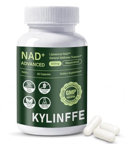 Liposomal NAD Resveratrol Supplement 500mg Pure NAD+ per Serving Supports Brain Function, Anti Aging, Cellular Energy for Men and Women, Third Party Tested, Vegan, Non-GMO, Gluten Free, 30 Servings - Image 1