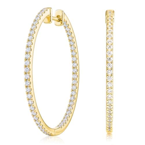 925 Sterling Silver Small Hoop Earrings, 14K Gold Plated Diamond Earrings for Women, Hypoallergenic Minimalist Dainty Earrings with Cubic Zirconia for Her Jewelry Gifts (14K Gold, 34 mm) - Image 1