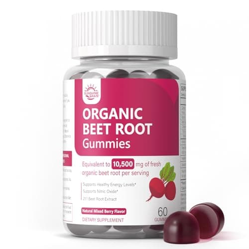 Organic Beet Root Gummies – Nitric Oxide Beetroot Gummies for Circulation, Heart & Energy Support with 21:1 Extract, Grape Seed & Black Pepper for Absorption – Sugar Free, Vegan, Non-GMO丨60 Gummies - Image 1