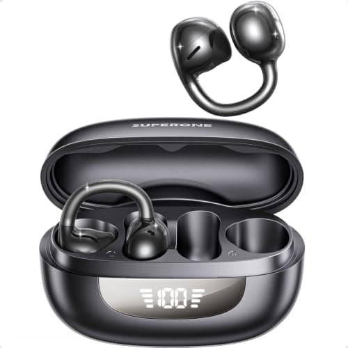 SUPERONE Open Ear Clip-On Earbuds with Air Cushion & Digital LED Display