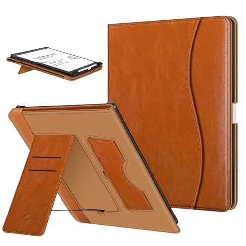 Fintie Stand Case for 11" Kindle Scribe 2025 (3rd Generation) and Kindle Scribe Colorsoft (1st Generation), PU Leather Foldable Stand Cover Auto Sleep/Wake w/Card Slot and Pen Holder, Brown - Image 1