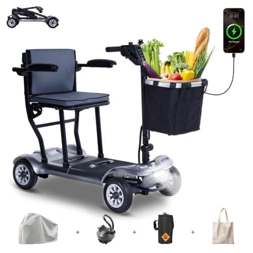 Mobility Scooter PAISEEC D3 Lightweight Mobility Scooter for Senior, 39.7 lbs Folding Mobility Scooters with 2 Batteries, All Terrain Travel Scooter up to 18.6 Miles Airline Approved Mobility Scooters - Image 1