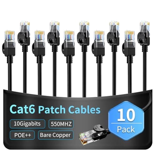 Cat 6 Ethernet Cable 3.28 ft 10pack, Outdoor & Indoor 10Gbps Support Cat8 Cat7 Network, Flat RJ46 Internet LAN Computer Patch Cable for Router, Modem, Switch, Gaming Consoles, Streaming Devices - Image 1