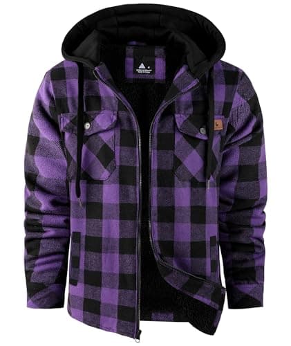 Dekomere Men's Thick Fleece Plaid Jacket Flannel Shirts Sherpa Lined Full Zip Up Hoodie Winter Coat with Pockets - Image 1