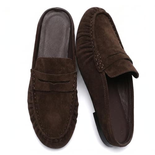 FJQNXGY Penny Loafers for Women Comfortable Slip on Suede Loafers Mules Women’s Closed Toe Loafer Slides Shoes - Image 1