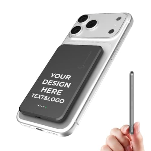 NINE CARAT Custom Portable Charger, 5000mAh Magnetic Power Bank - Gray - Image 1