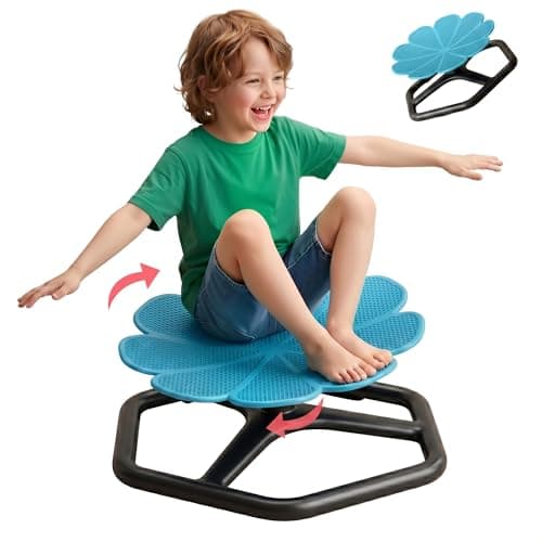 KYZDZQ Spinning Chair for Autistic Kids,Sensory Swivel Chair, 220LBS Weight Capacity, Sensory Toy for ADHD & Autism 3-6 Years Children,Training Body Coordination, Metal Base Non-Slip Design (Blue) - Image 1