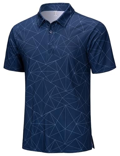 Cotrasen Golf Shirts for Men Print Polo Tee Shirts Moisture Wicking Performance Lightweight Short Sleeve Royal Blue L - Image 1