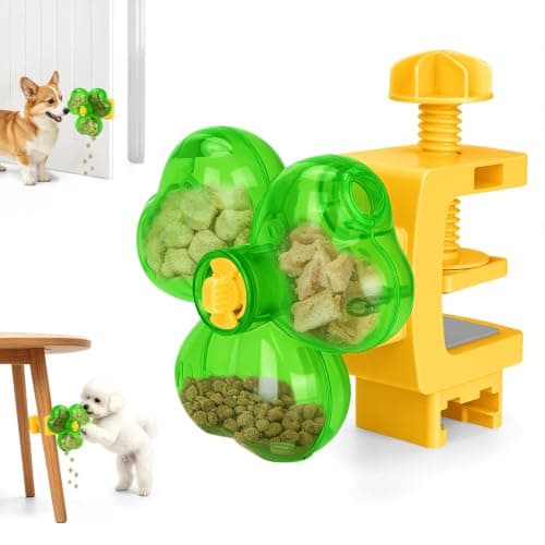 AOFANPET Cat Slow Feeder Puzzle Toy with Clamp Mount, Interactive Clover Treat Dispenser for Small Dogs & Cats, 3 Adjustable Feeding Openings for Dry Food, Enrichment Food Dispenser for Indoor/Outdoor - Image 1